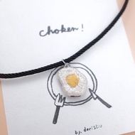 by.dorisliu - emoji choker 煎雞蛋 人手刺繡 短頸鏈
