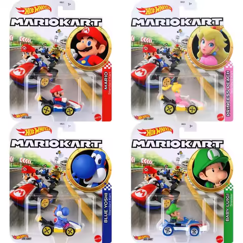 Hot Wheels GBG28 Mario Kart BOWSER YOSHI TOAD SHY GUY LUIGI 1:64 Die-Cast Peach with Standard Kart V