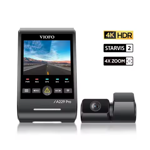 VIOFO A229 Pro Telephoto 2Channel 4K Front+2K Telephoto Camera with 4x Optical Zoom for Capture Deta