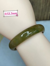 53.7##天然A貨翡翠黃加綠特色貴妃手鐲