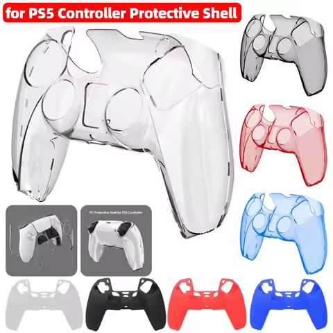 Clear PC/Silicone Cover Skin for PS 5 DualSense Controller Case Thumb Stick Grip Cap Protector Ultra