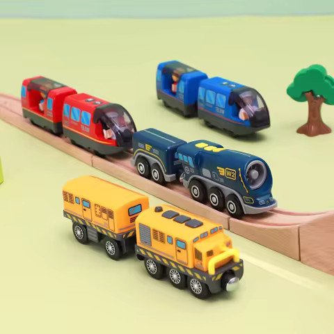 Electric Train Locomotive Magnetic Alectric Train Engine Compatible with Hape Wooden Train Track Rai