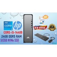 HP Slim Desktop i5-14400 | i3-14100 | up to 24GB | 512GB SSD | Intel Graphic | WIN-11 | MS OFFICE+Ke