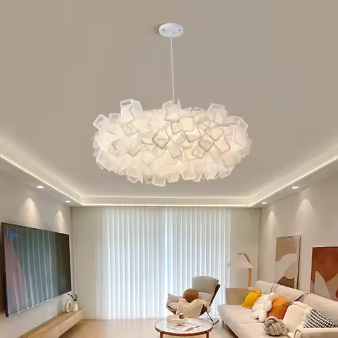 Romantic White Flower LED Bedroom Lamp Petals Warm and Romantic Ins Net Red Ceiling Lamp Romantic Gi