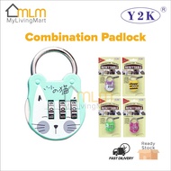 Y2K Luggage Lock 3 Digit Resettable Travel Padlock Password Lock Luggage Bag Locks Luggage Locker Ku