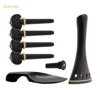SHOUH violin tailpiece Set, 4/4-3/4 Size Ebony Material Violin Accessory Parts Set, Premium Complete