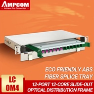 AMPCOM 12-Port ODF กรอบกระจายแสงแผงแพทช์ออปติก LC SC FC Singlemode มัลติโหมด OS2 OM2 OM3 OM4พร้อมตัว
