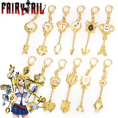 Anime FAIRY TAIL 12 Constellation Summoning Keychain Cosplay Pendant Key Man Woman Universal Jewelry