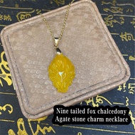 Nine Tailed fox jade stone charm Necklace