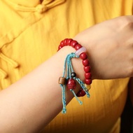 天然原礦硃砂精品紫金砂心經老型珠手鏈 規格8.8×7.8mm左右