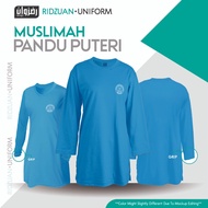 Baju Biru Perempuan Muslimah Jersey Labuh Microfiber Baju Sukan Tshirt Pandu Puteri Pemimpin Plus Si