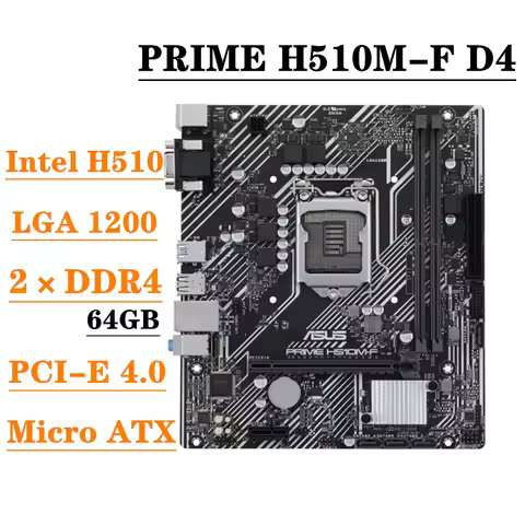 ASUS PRIME H510M-F D4 Memory Support for 10/11th Gen CPU LGA1700 Micro ATX Intel Socket H510 Series 