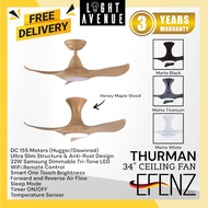 [Wifi] EFENZ Premium DC Ceiling Fan Thurman 343 With 22W Dimmable Samsung LED + Remote Control 3 Blade 34"