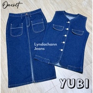 Lyndachann YUBI OneSet Jeans Premium High Quality Denim Skirt Set Span Skirt and Comfortable Vest To