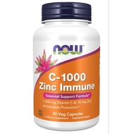 Now Foods ~🇺🇸 C-1000 Zinc Immune, Vitamin C, 1,000 mg &amp; Zinc, 15 mg , 90 ~ 180 Veg Capsules