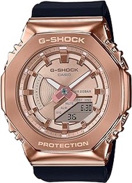 Ladies' Casio G-Shock Rose Gold-Tone Metal Covered Octagonal Black Resin Band Watch GMS2100PG-1A4, Rose Gold