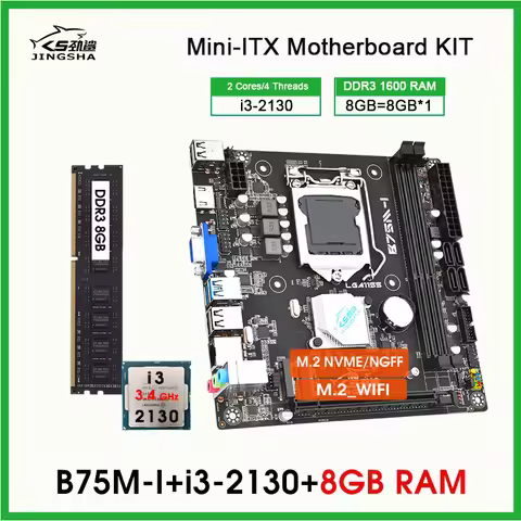 B75 placa mae lga 1155 kit i3 2130 processor 1*8GB DDR3 1600MHz Desktop RAM Support WIFI NVME M.2 mi