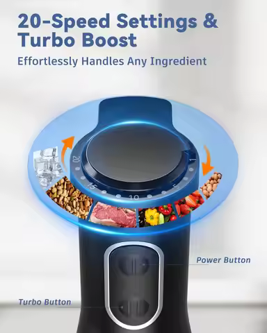 7 in 1 Immersion Blender Scratch Resistant, 2 Titanium Steel Blades 800W Hand Blender, 20 Speed and 