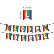 Rainbow Festival Theme Decoration LOVE Pull Flag Pride Bunting Banner
