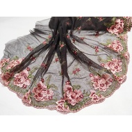 240MM Floral Design Mesh Embroidery Border Lace Wedding Sewing Fabric Baju Kurung DIY Kain Renda Kahwin Borong [1 Yard]