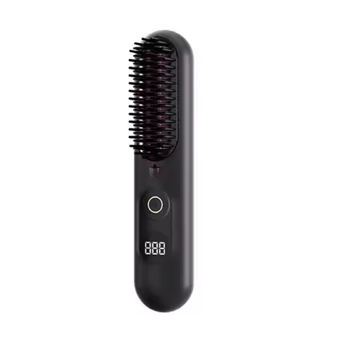 New Wireless Hair Straightener Type-C Rechargeable Straight Hair Comb LCD Display Mini Straightening