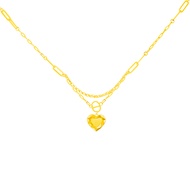 Citigems Faceted Hearts Necklace in 916 Gold