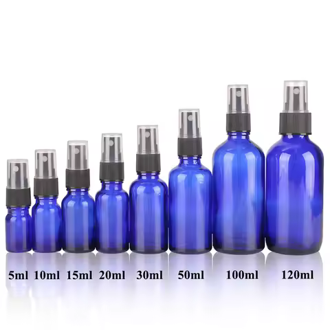 6/12/24pcs 5ml 10ml 15ml 20ml 30ml 50ml 100ml 120ml Cobalt Blue Glass Spray Bottles with Fine Mist S