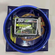 ล้อ Sstrongเอสตรอง สีน้ำเงิน ยิงทราย/ขอบเรียบ หน้า1.2 หลัง1.4 ขอบ17 (ราคาต่อ1คู่) แถมเสื้อเอสสตรอง