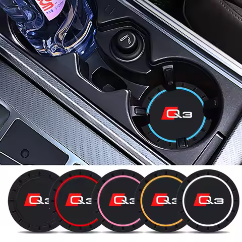 2pcs Car Coasters Water Cup Slots Non-Slip Waterproof Water Cup Mat Drink Pads For Audi Remodel Q3 Q
