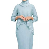 Sweet & Fresh Lace Pleated 2-Piece Maxi Dress Set Modest Muslimah Wear With/Without Hijab Option