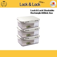 Lock & Lock Stackable Rectangle 600ml, 3ea