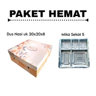 Rice Box Package, Cake and 5-Section Mica | Rice Box size 20x20x8 | Motif CARDBOARD |
