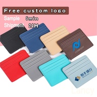 Free Custom Logo 3 card slots Mini 10*8CM Leather Creative Card Holder Bank Card Holder ID Card Hold