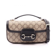 【二手】Gucci GUCCI 馬銜扣手提包 1955 軟TOP手提包 GG Supreme 2WAY 815206 米色/黑色 PVC 塗層帆布
