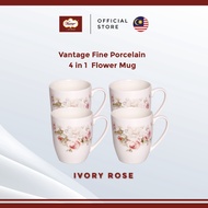 Vantage Fine Porcelain  4 in 1 flower Mug Set