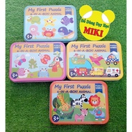 6-piece tin box puzzle set