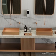 Golden Luxury Folk Bathroom Light Washbasin Hotel Washbasin Rectangular Art Rose Stainless Steel Was