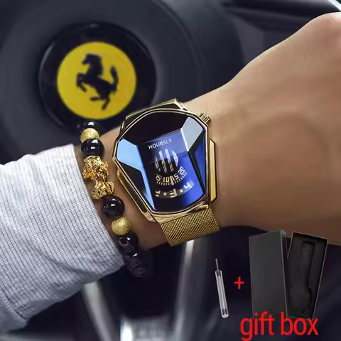 Luxury HOURSLY Brand Trend Cool Men's Wrist Watch Stainless Steel Technology Fashion Quartz Watch Fo