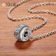 XIMILU ♥Original Six-Character Mantra Passepartout Pendant Thai Silver Necklace Male Amulet Keel Chain Jewelry Cute Korean Fashion Accessories Vintage 925 Silver Necklace for Women Couple Necklaces Men Valentines Gift