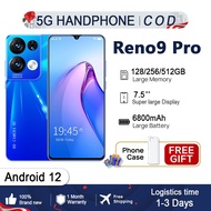 【COD】Now smartphone Big Sale Reno9 Pro/ Reno8 Pro mobile phone android Google Bluetooth RAM 16GB ROM 512GB 7.5 inch 5G WIFI Cheap Gaming phone Dual SIM card handphone murah original 2023 gila Machine telefon with Video Calling