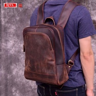 Men's Genuine Leather Backpack Men's Bag Full Genuine Cowhide