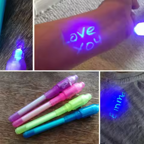 Luminous Light Invisible Pen Magic Purple 2 In1 UV Black Light Combo Drawing Invisible Ink Pen Learn
