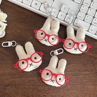 Red Glasses Miffy Rabbit Keychain Pendant Cartoon Plush Brooch Doll Toy Backpack Decoration Friend G