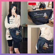 pop mart official store same style labubu bag jeans canvas bag adult, beg labubu kanvas,拉布布帆布包Phone 