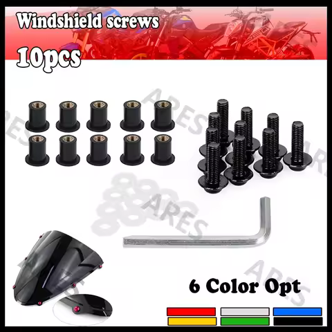 10PCS 5mm Windscreen Windshield Bolt Screw Kit For Kawasaki Ninja 400 650R ZX25R ER6F ER6N ER5 KLE50