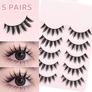5Pairs Natural Manga Lashes Eyes Lashes Long Eyelashes Fake Lashes Extension