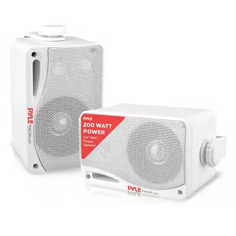 Outdoor Waterproof Bluetooth Speaker, 3.5" 3-Way Active/Passive, Wall/Ceiling Mount - White