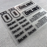 Ohlins Suspension Shocker Damper Motorcycle Decals - Transparent Adhesive Stickers with Warning Labe