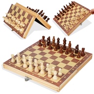 Monstermarketing Wooden Magnetic Folding Chess Set with Wooden Chess Pieces Board Game