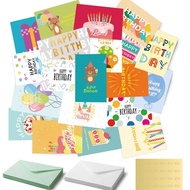 24 Pack Unique Birthday Cards with Envelopes & Stickers | 4x6 Inches/10x 15cm Blank Happy Birthday C